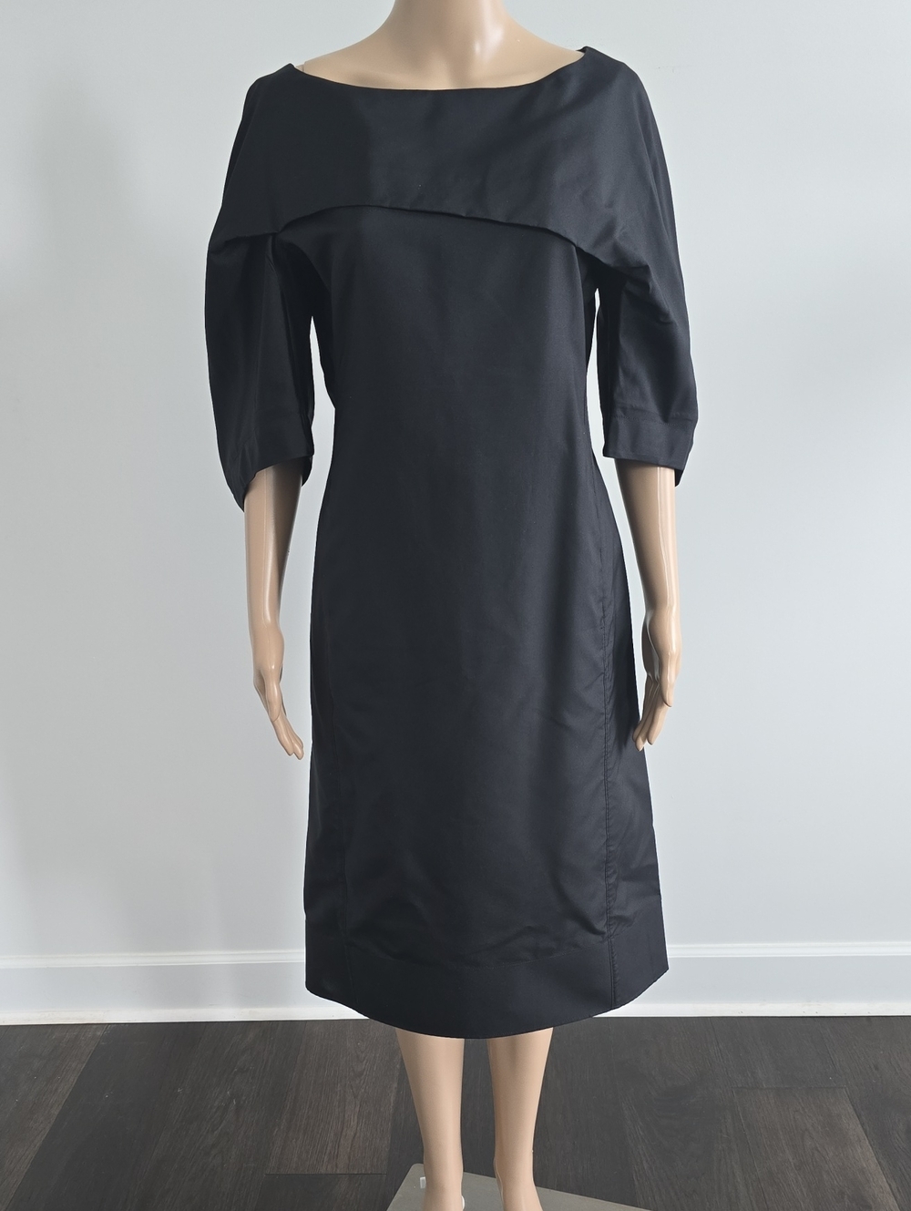 Jil Sander Black Midi Boatneck Dress